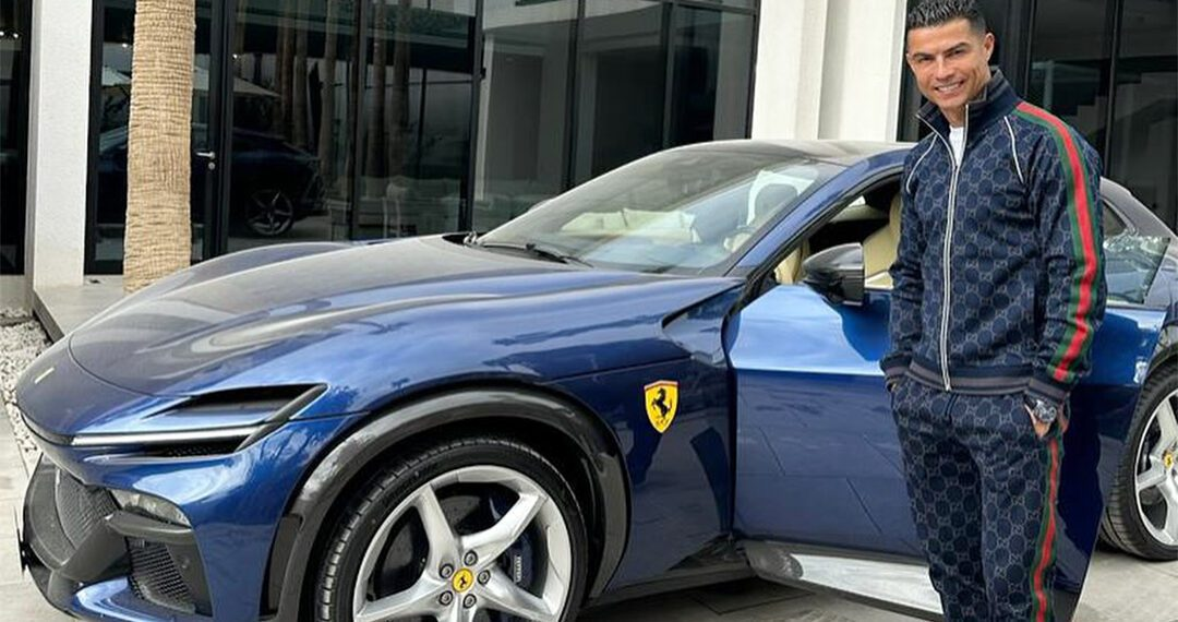 Cristiano Ronaldo Takes Delivery Of His New Blue Ferrari Purosangue SUV
