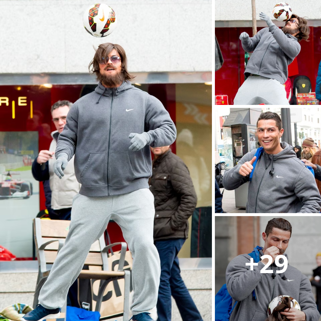 Cristiano Ronaldo dresses up as a beggar to surprise and play football with kids in Madrid