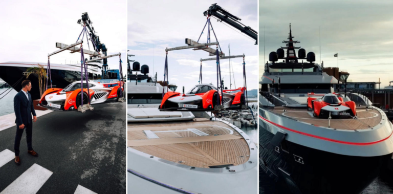 When you’re an influencer and a $35 million superyacht doesn’t cut it amid the Monaco F1 GP’s glitz and glamour, you airlift a $4 million McLaren Solus GT onto it as the ultimate hood ornament, even silencing billionaires with their megayachts
